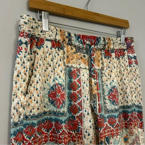 Johnny Was Landa Printed Drawstring Satin Cargo‎ Jogger Pants - Picture 4 of 7